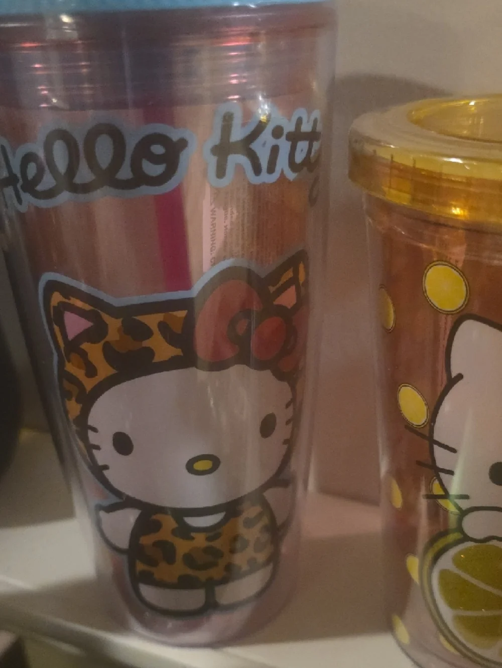 Hello Kitty Pink & Yellow Double Wall Party Tumblers with Straws